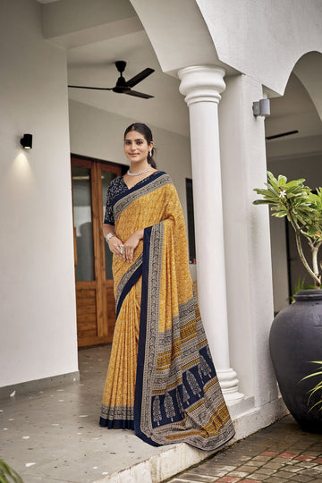 Handicraft Ladies Ikat Pure soft mul Cotton Sari With Blouse Piece