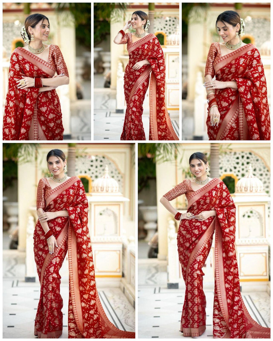 Heavy Organza With Beautiful Embroidery Thread Zari Saree